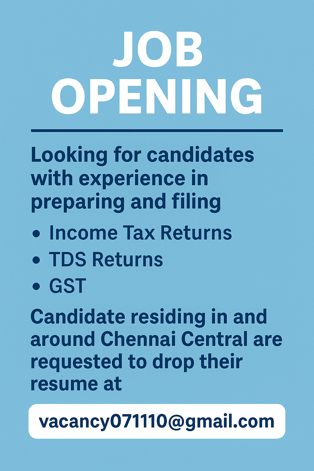 Accounts Job Opportunity-Looking for candidate(s)