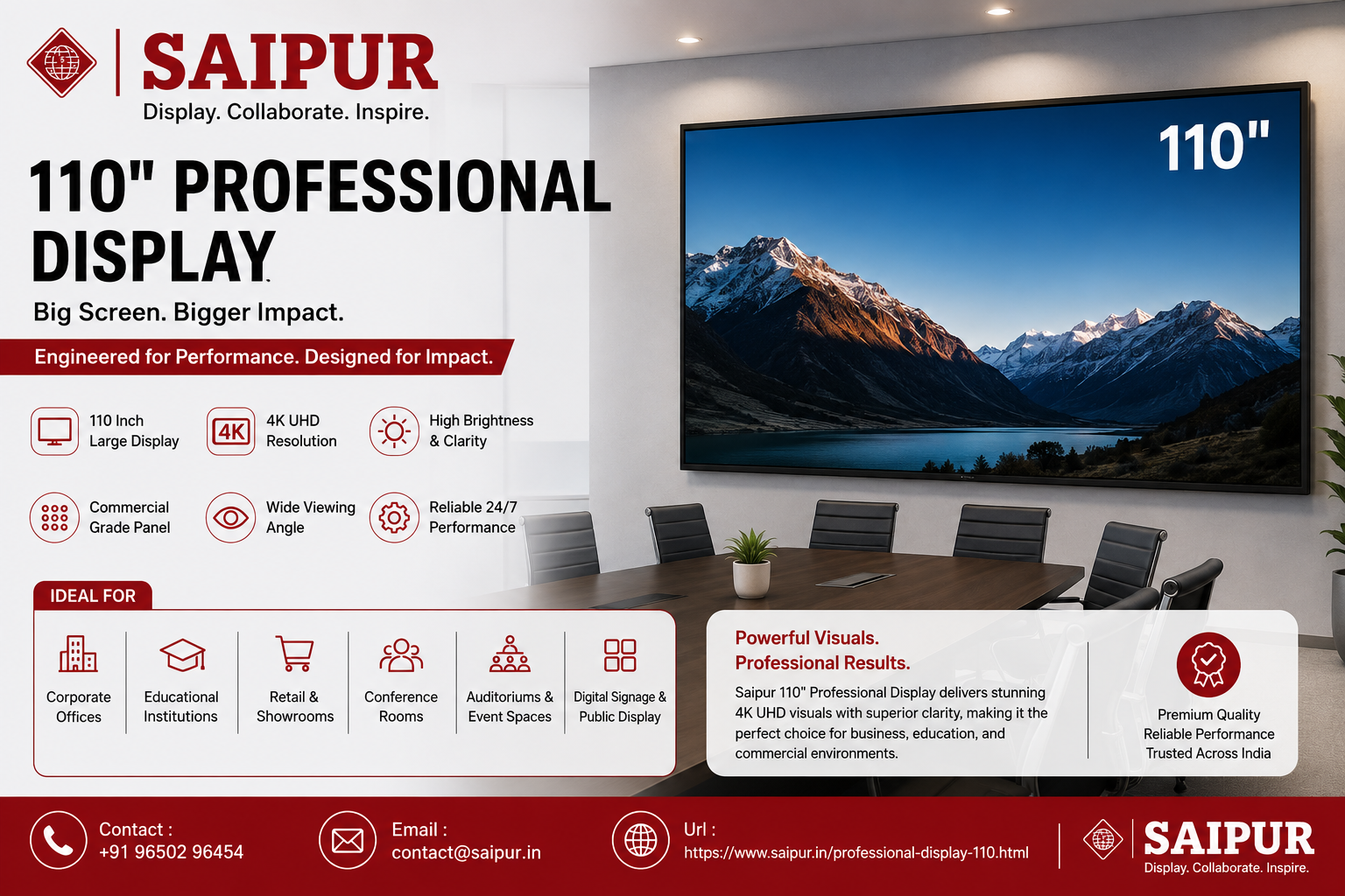 Saipur 110-Inch Professional Display – Large Format Commercial Display Across India