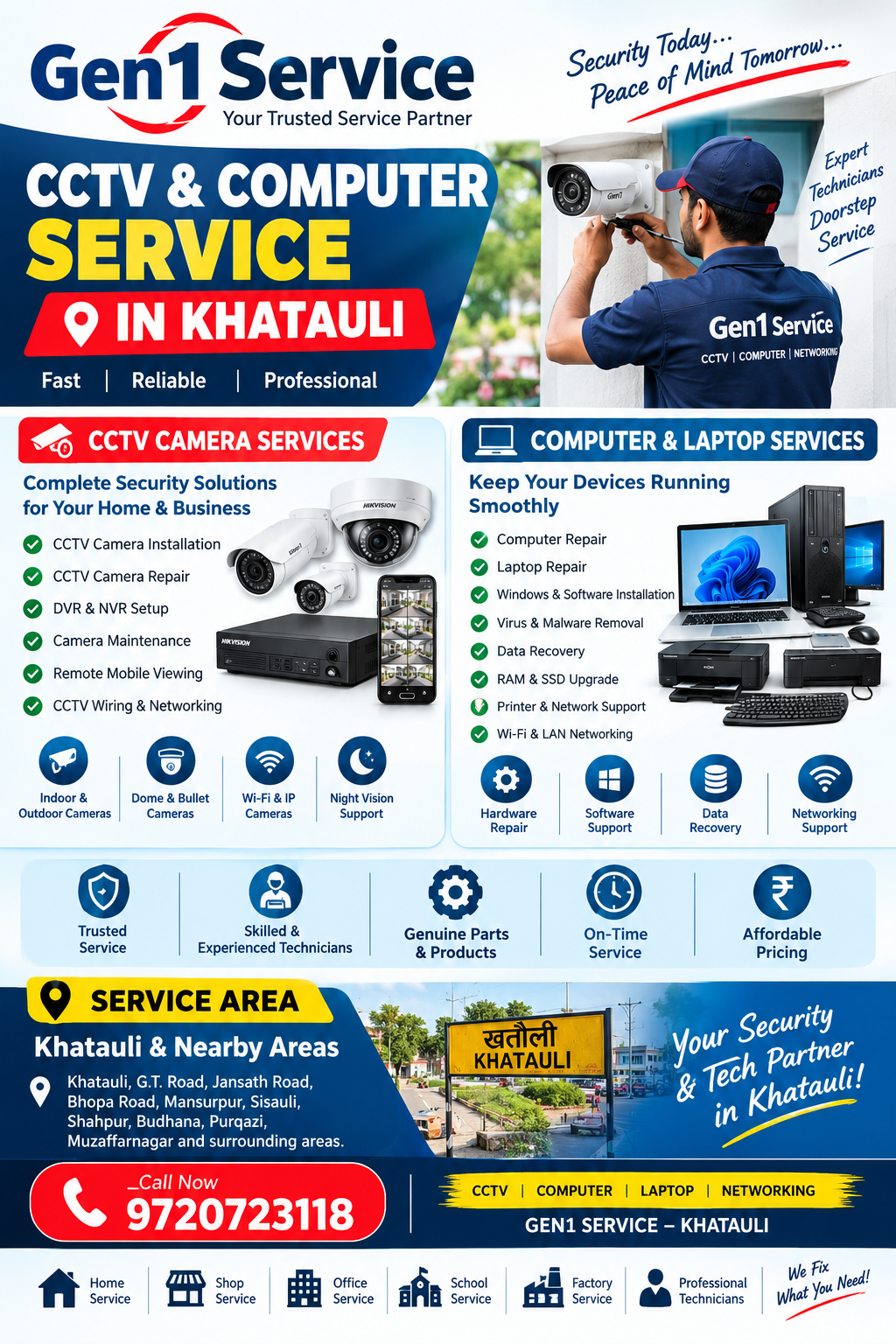 Gen1 CCTV & Computer Service in Khatauli – CCTV, Computer & Laptop Repair Services