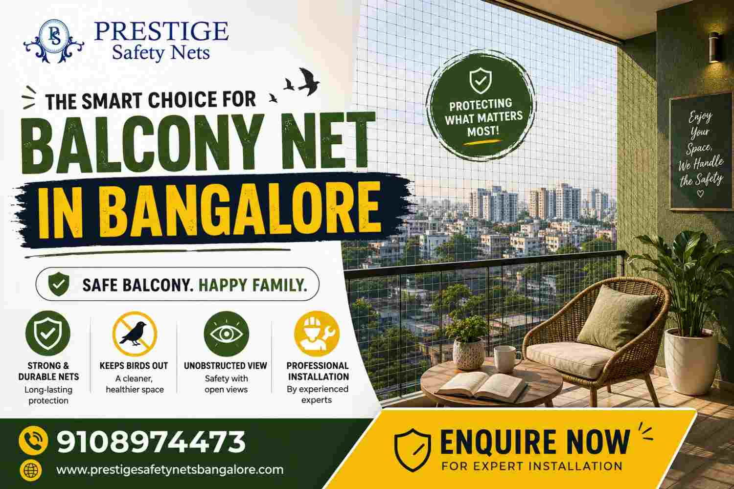 Balcony Net in Bangalore for Apartments & Villas | Prestige Safety Nets