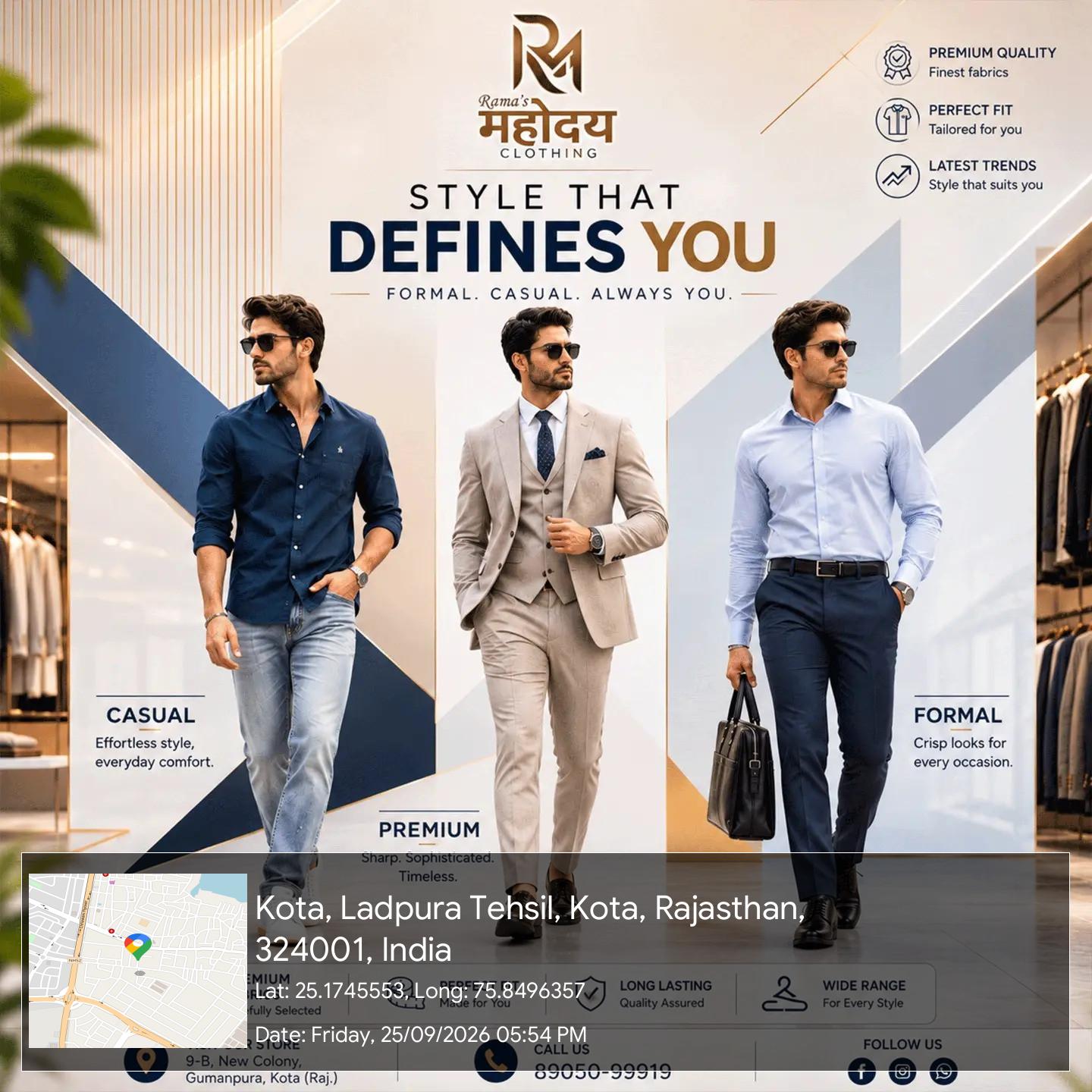 Rama’s Mahoday mens wear in Gumanpura Kota