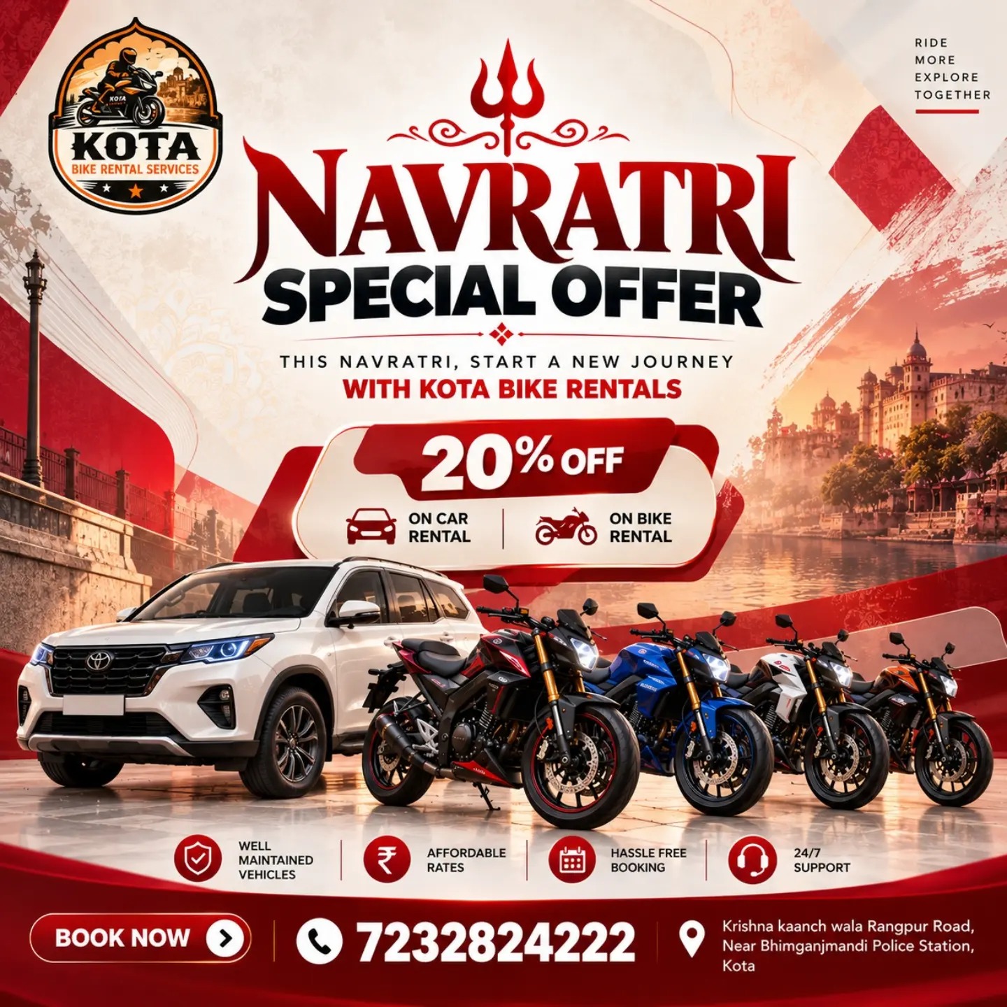 kota bike rents motorcycle rental in Kota